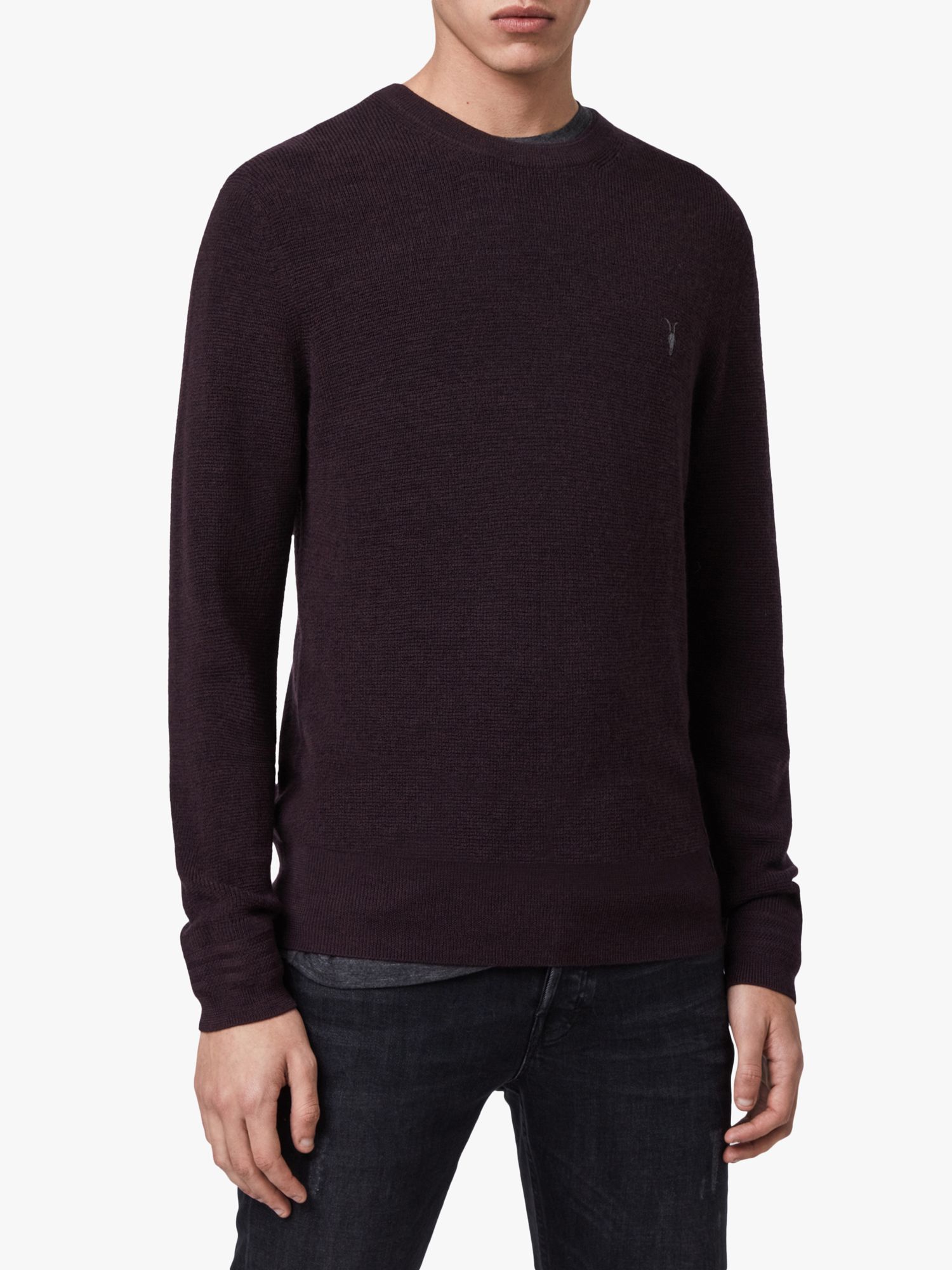 AllSaints Ivar Merino Crew Neck Jumper, Mahogany Red Marl