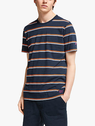 Albam Utility Wide Stripe T-Shirt, Navy/Orange/White