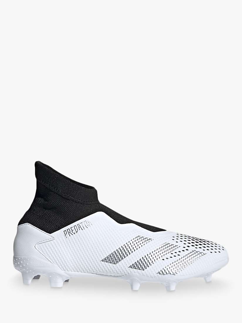 adidas Predator Mutator 20.3 Laceless Firm Ground Men's Football Boots,  Cloud White/Silver Metallic/Core Black at John Lewis & Partners
