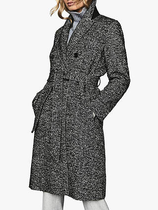 Reiss Madelyn Boucle Longline Coat, Multi