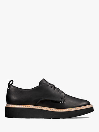 Clarks Trace Walk Leather Lace Up Shoes, Black