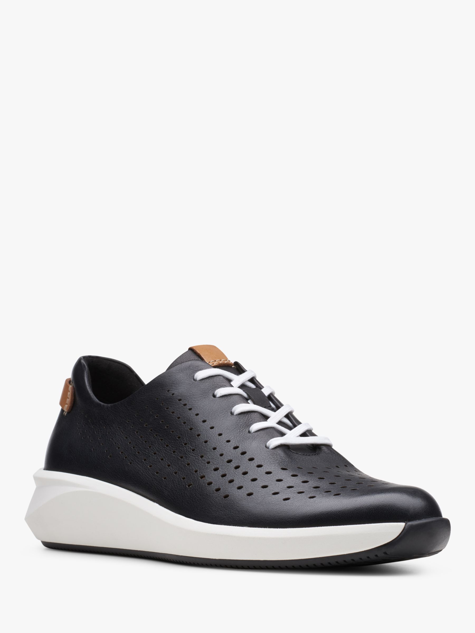 clarks black leather trainers