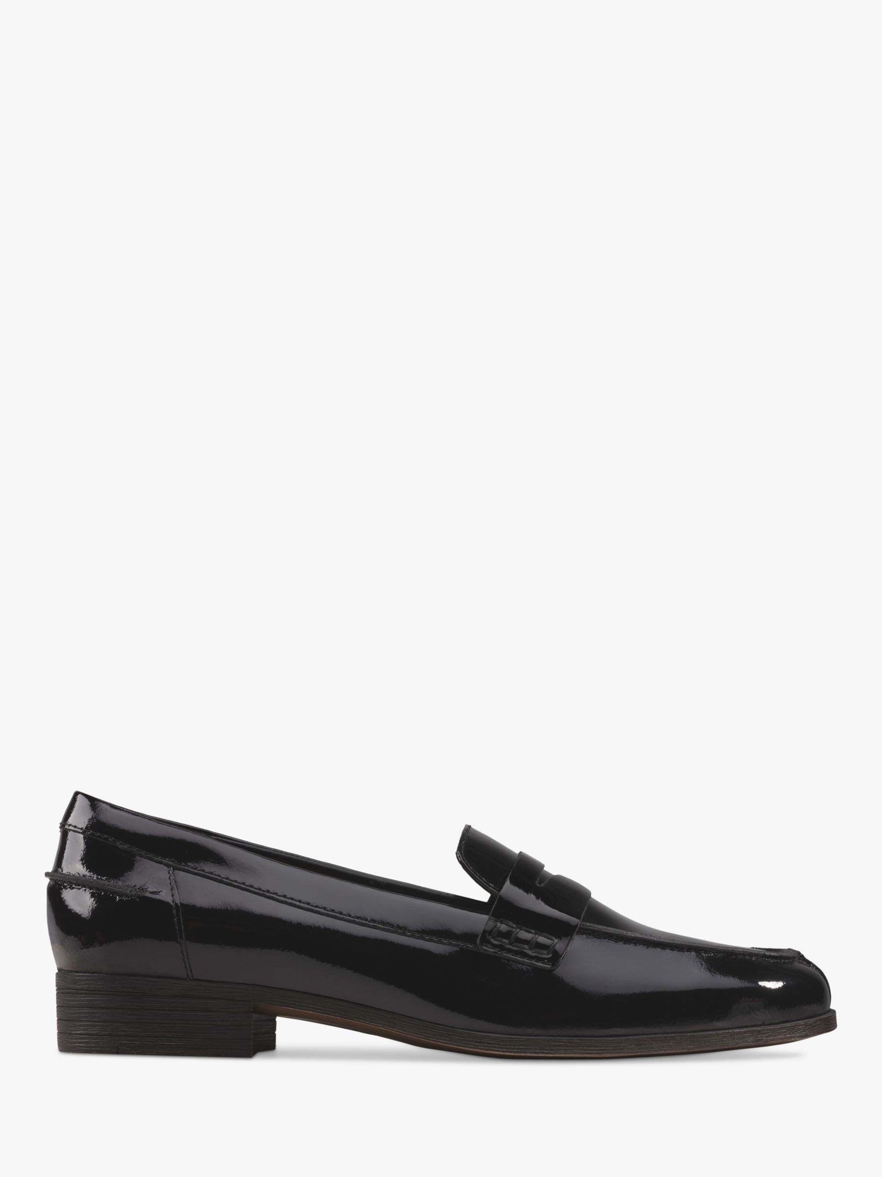 Clarks Hamble Leather Loafers, Black Patent at John Lewis & Partners