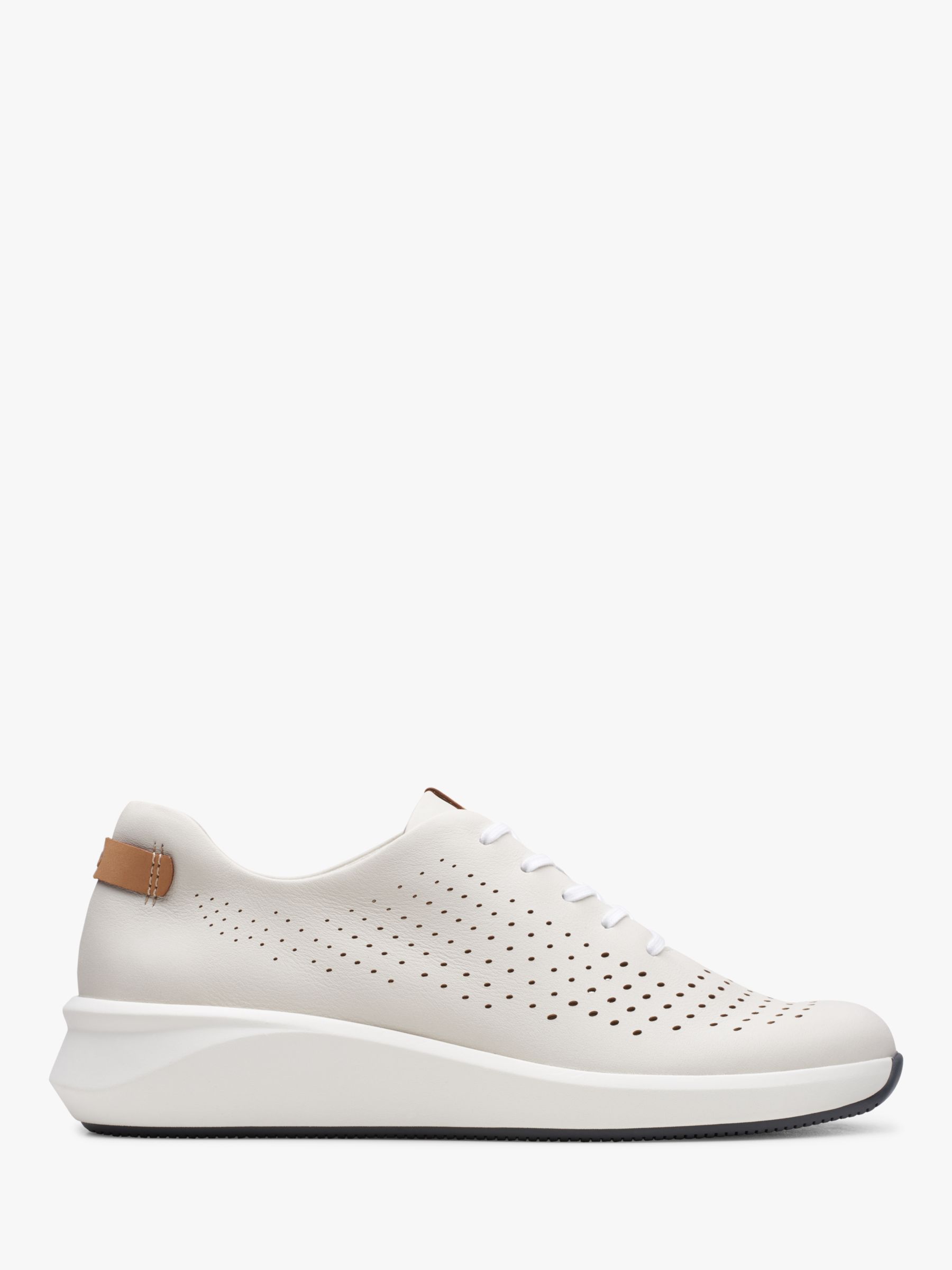 Clarks Un Rio Lace Up Leather Trainers, White