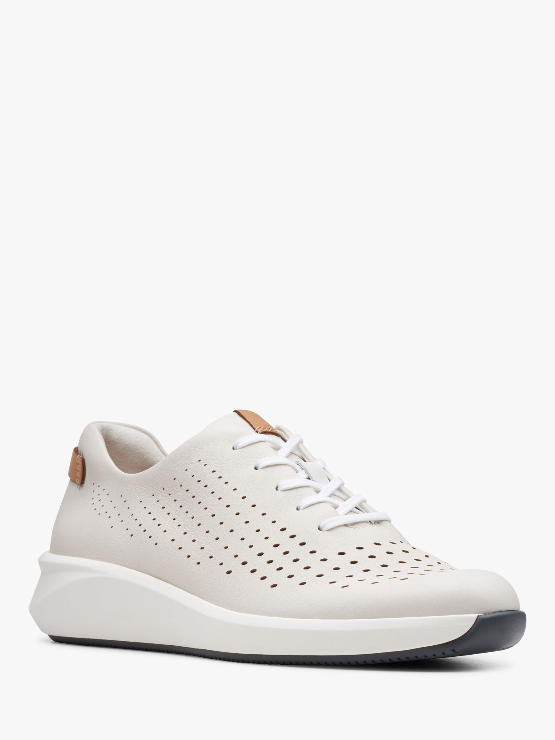 Clarks Un Rio Lace Up Leather Trainers, White