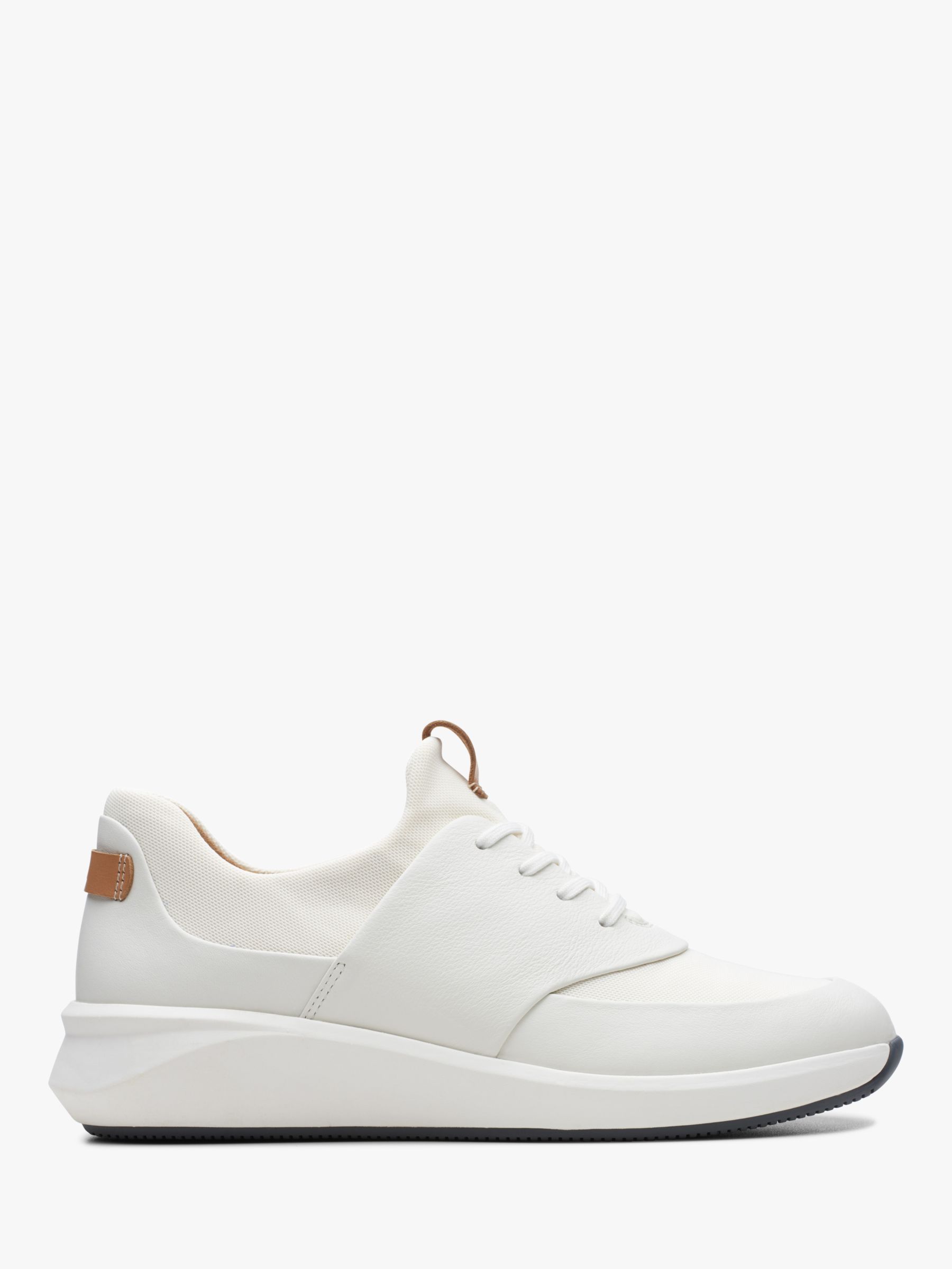Clarks Un Rio Lace Up Leather Trainers, White at John Lewis & Partners