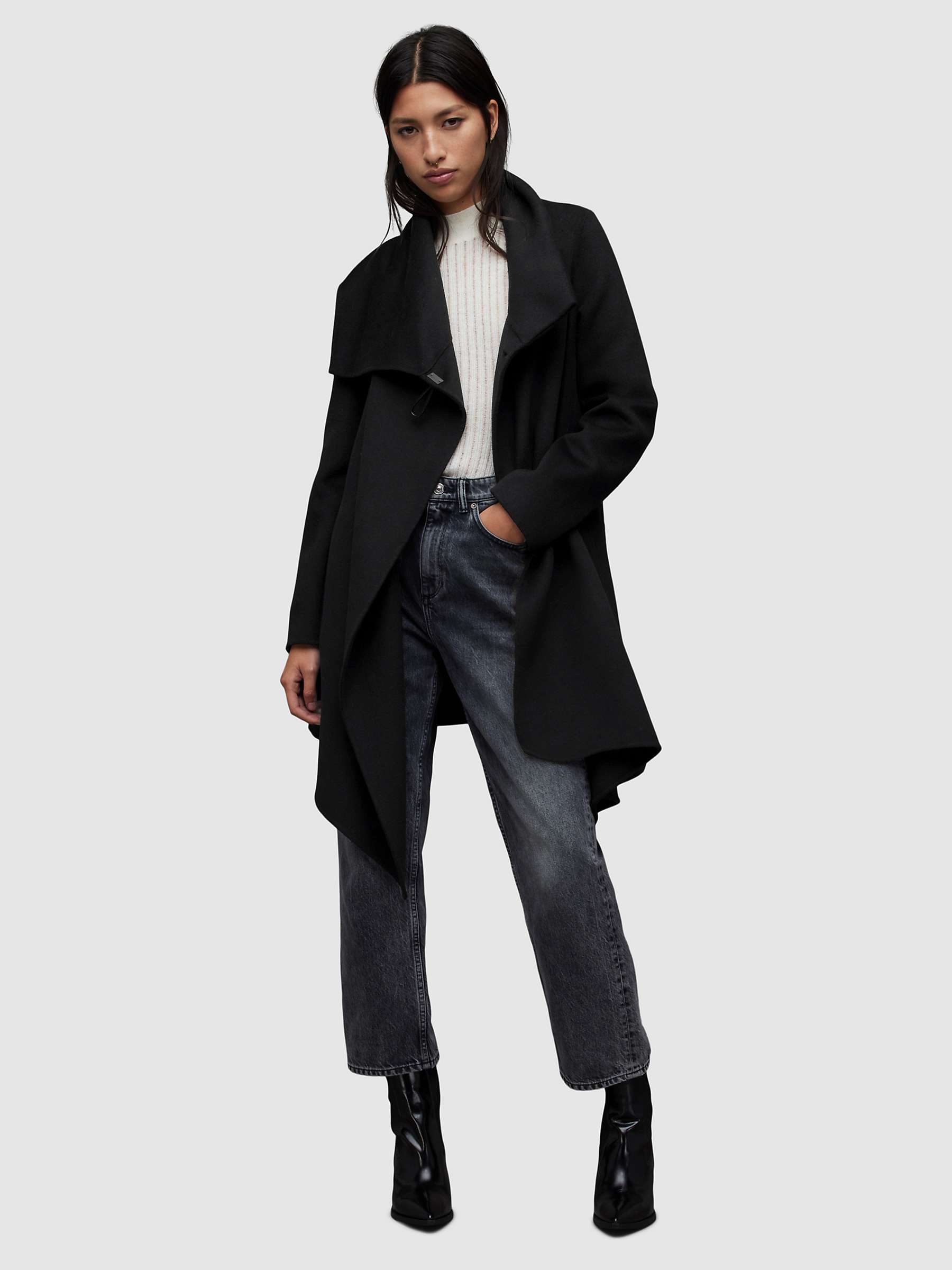 Buy AllSaints Wool Blend Monument Eve Coat, Black Online at johnlewis.com