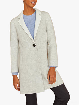 Jigsaw Short Double Face Column Coat, Pale Grey