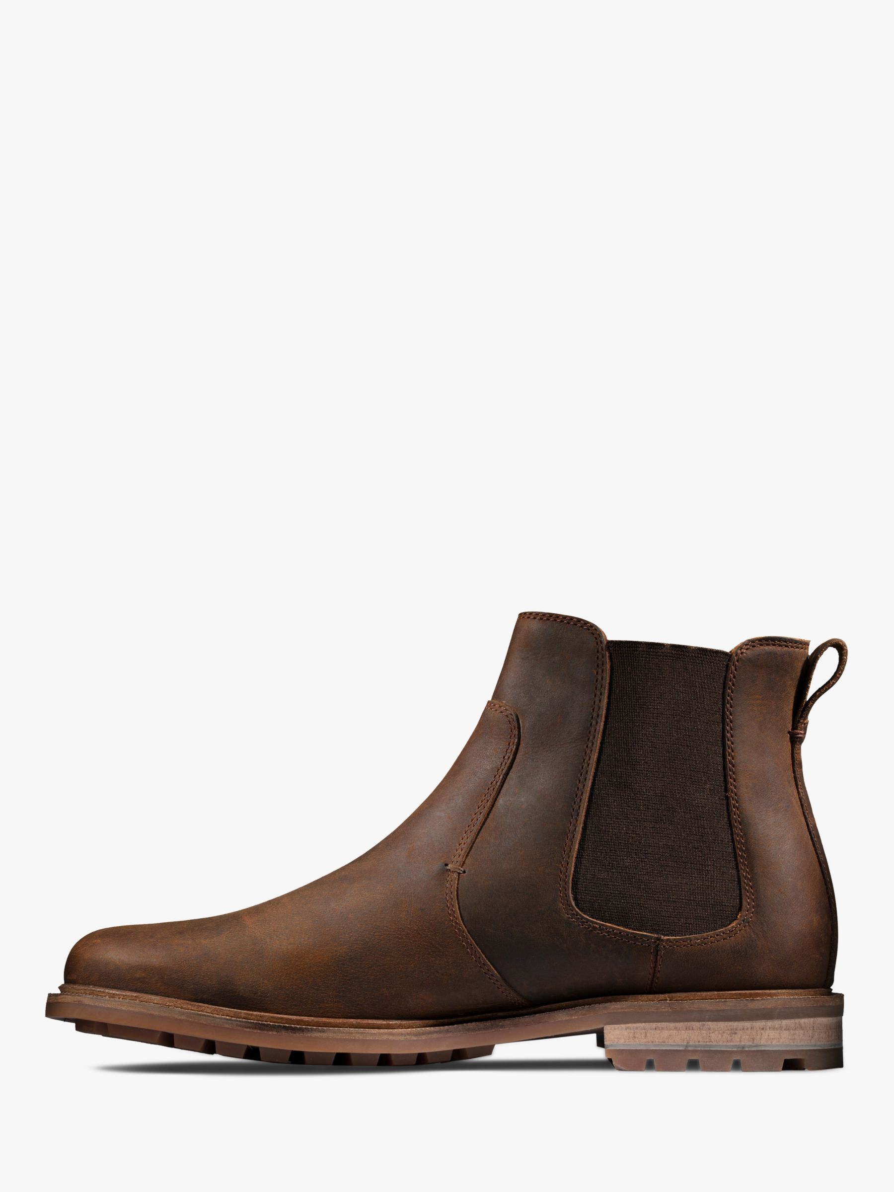 Clarks Foxwell Beeswax Leather Chelsea Boots, Brown at John Lewis ...