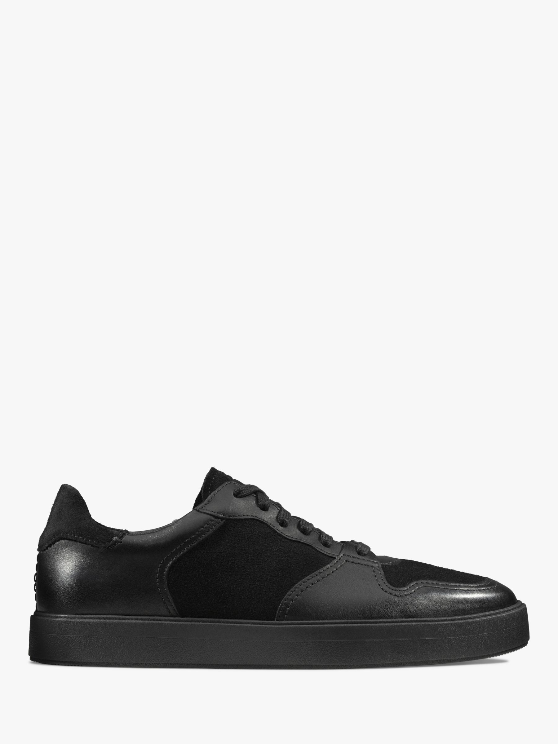 Clarks Hero Jump Leather Trainers, Black at John Lewis & Partners