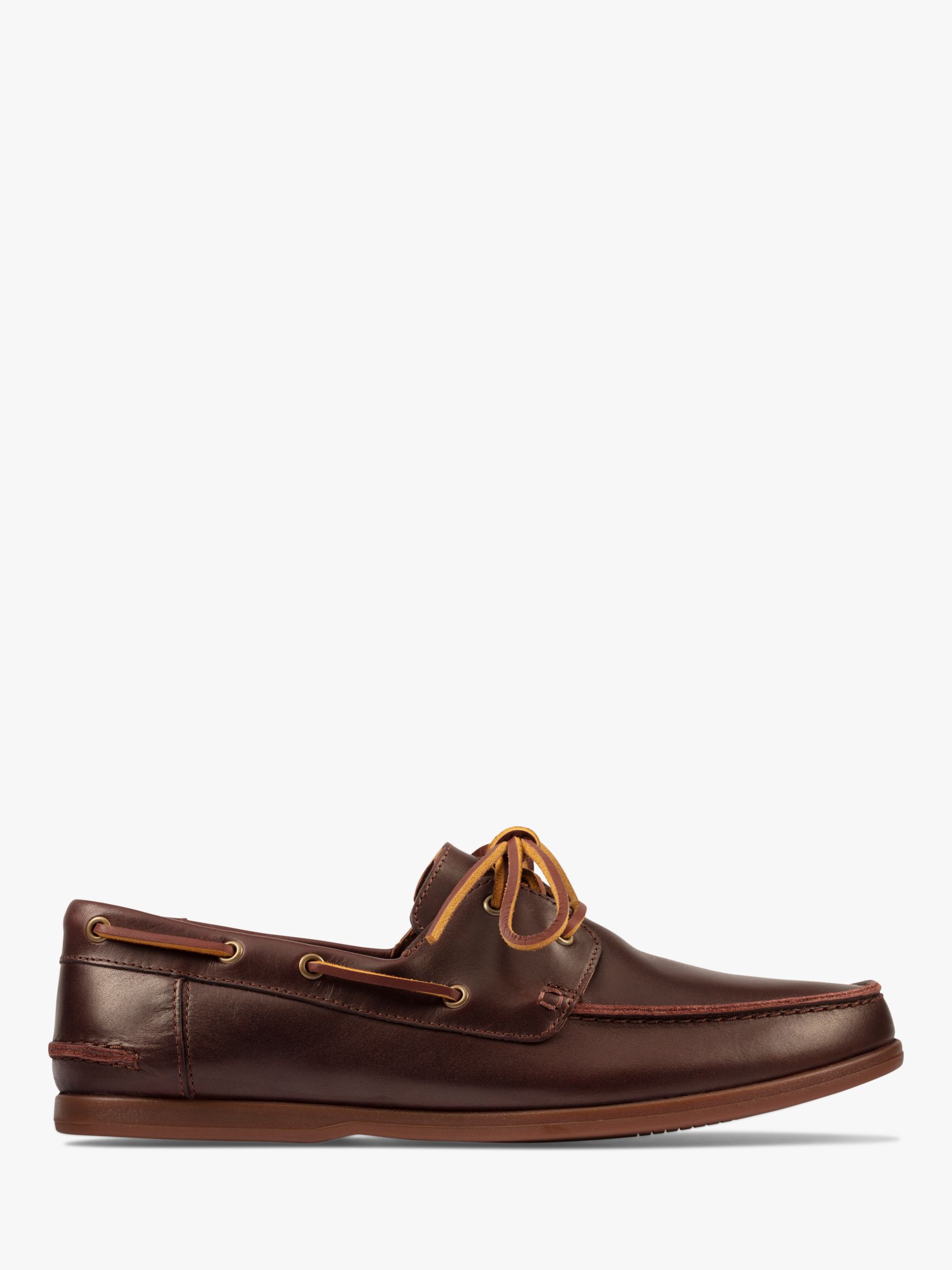 Clarks Pickwell Sail Leather Boat Shoes, Tan at John Lewis & Partners