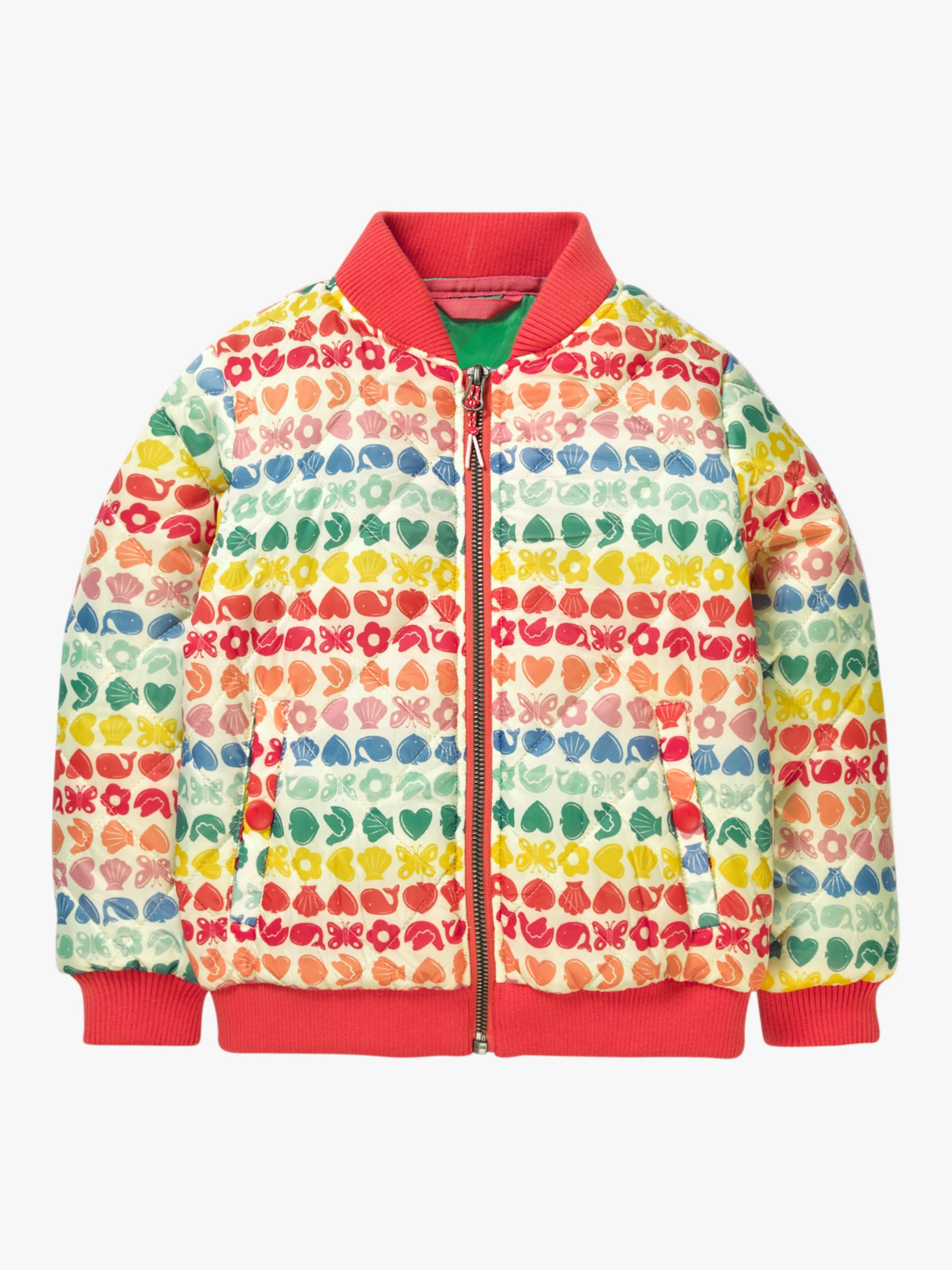 Mini Boden Girls' Quilted Bomber Jacket, Maritime Geo