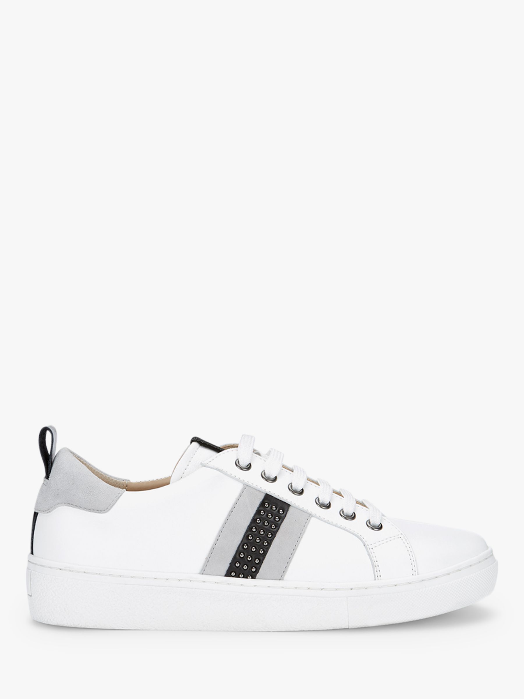 Mint Velvet Allie Stud Lace Up Leather Trainers, White at John Lewis ...