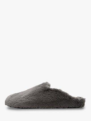 Hygge by Mint Velvet Faux Fur Slippers, Dark Grey