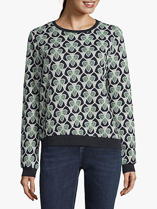 Betty & Co Tapestry Jersey Top, Blue/Green
