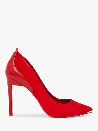 Ted Baker Stephs Suede Stiletto Heel Court Shoes, Red