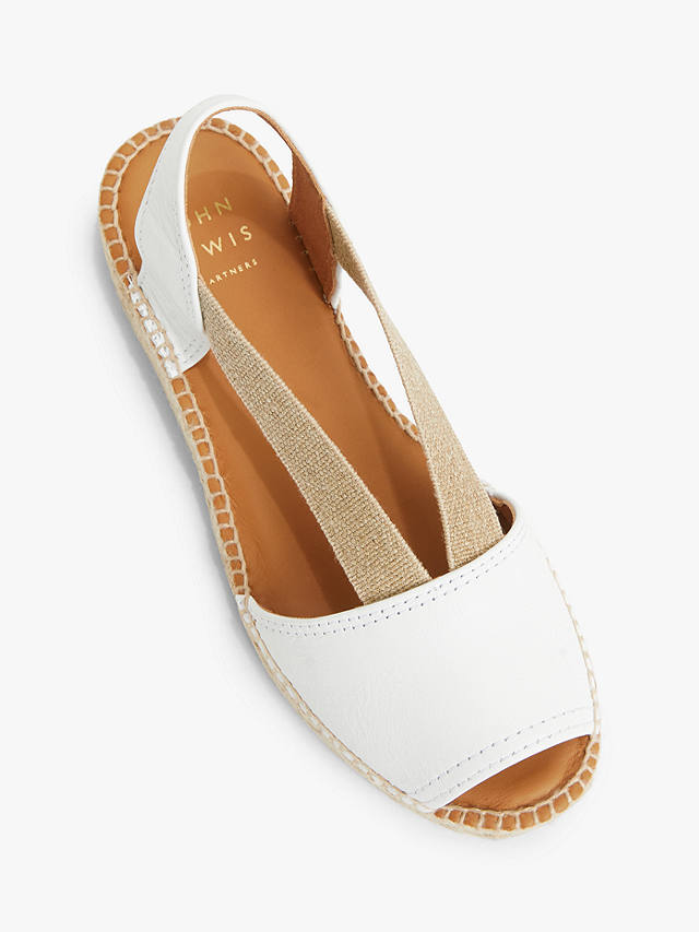 John Lewis Kalley Leather Espadrille Sandals, White