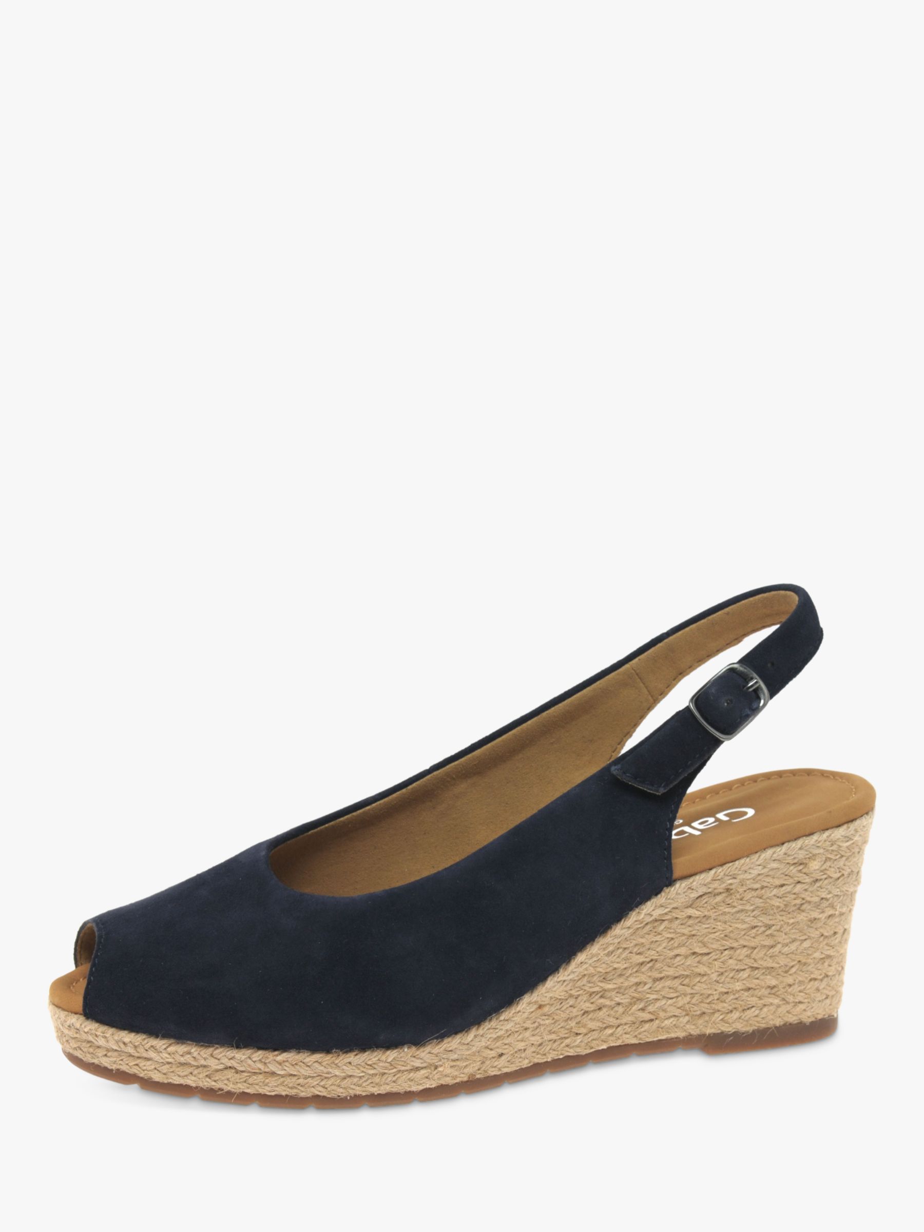 Gabor Tandy Wide Fit Suede Slingback Sandals, Navy at John Lewis & Partners
