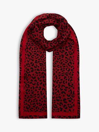 Hobbs Catarina Leopard Print Scarf, Red Multi