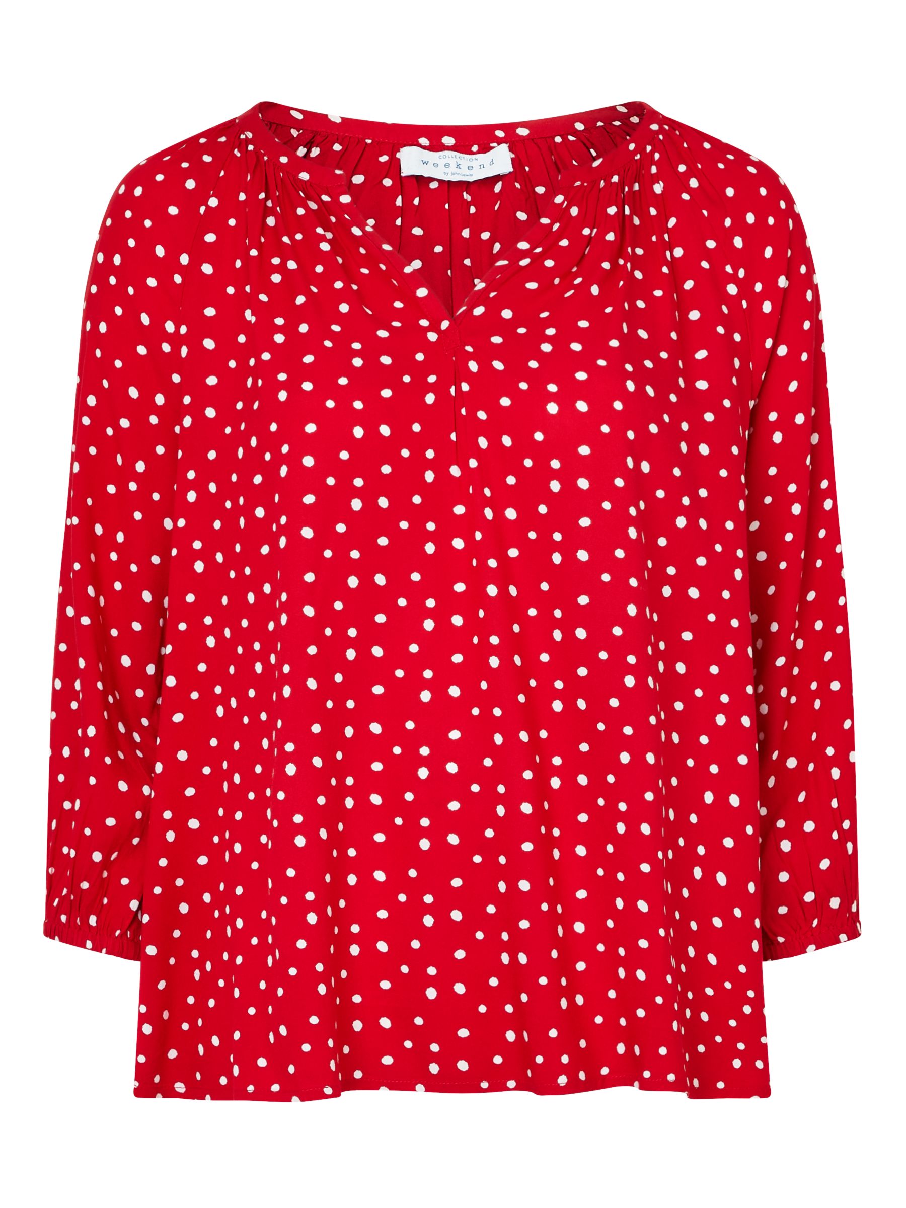 Collection WEEKEND by John Lewis Polka Dot Smock Top, Red/White