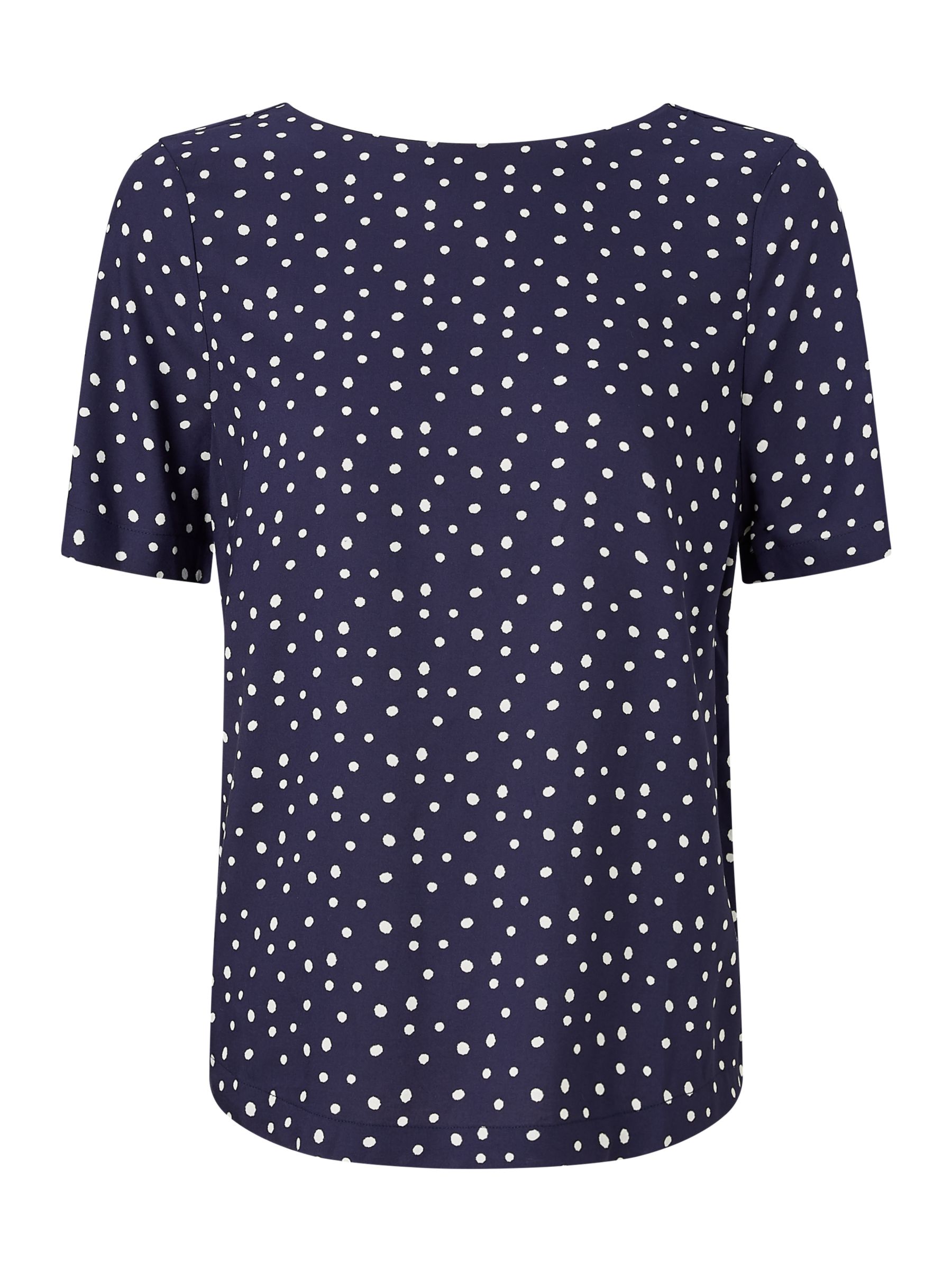 Collection WEEKEND by John Lewis Polka Dot Short Sleeve Blouse, Navy ...