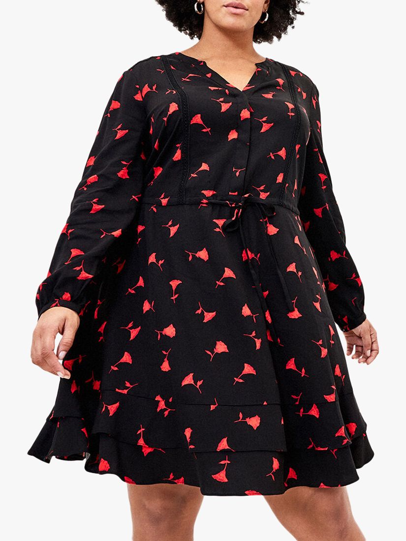 Oasis Curves Rosebud Shirt Dress, Black/Multi