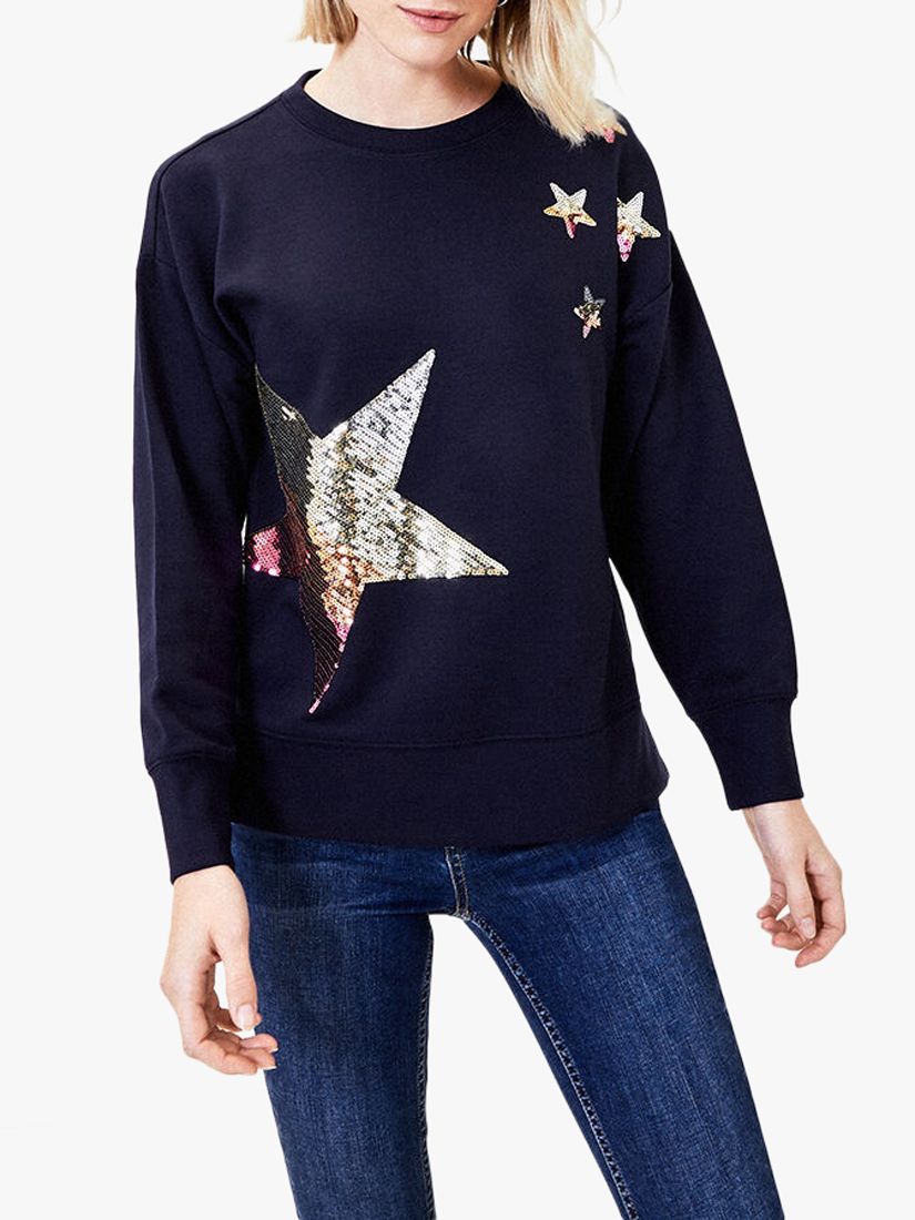 Oasis Sequin Star Sweatshirt, Navy