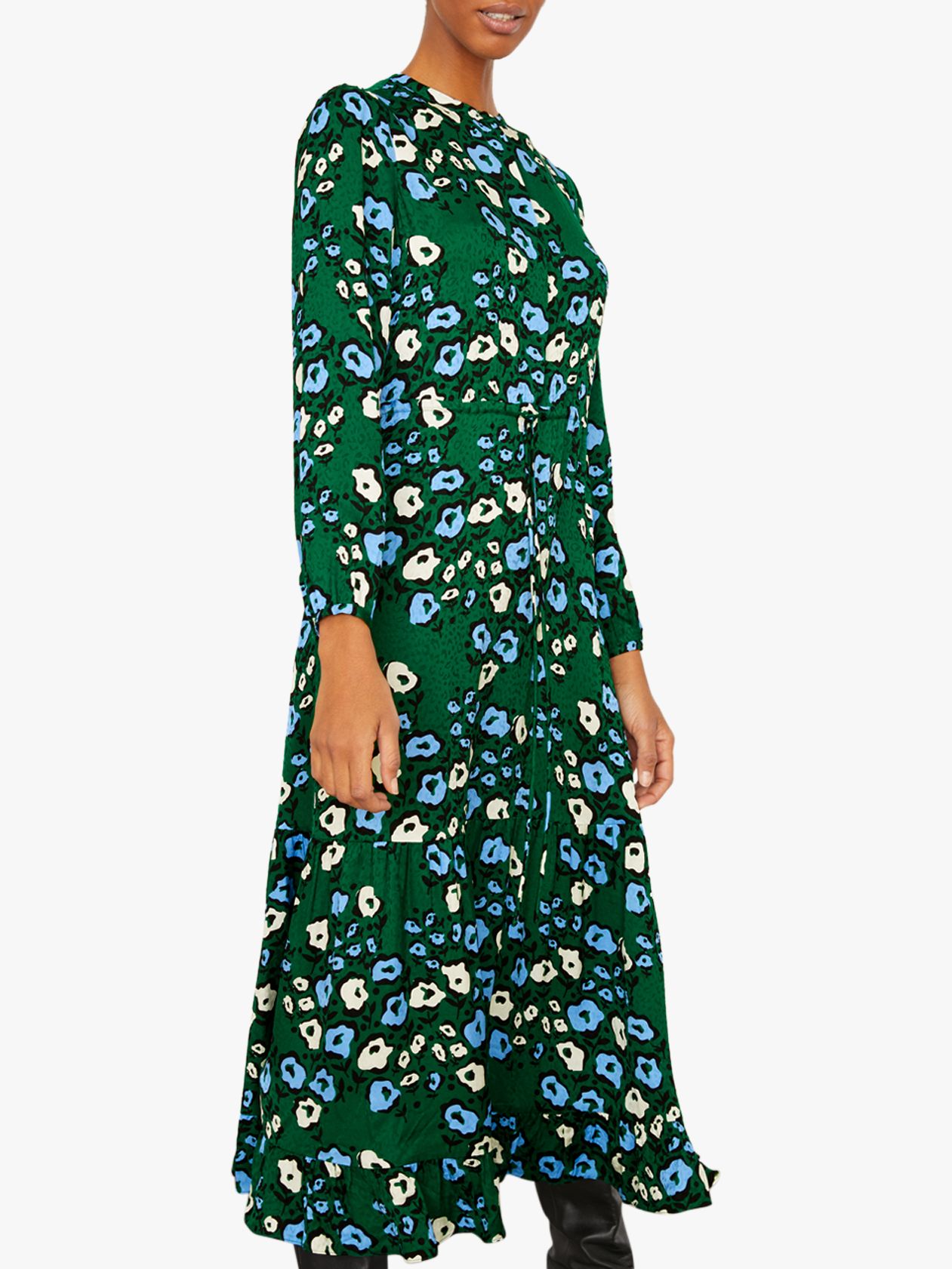 Jigsaw Graphic Poppy Print Dress, Evergreen at John Lewis & Partners