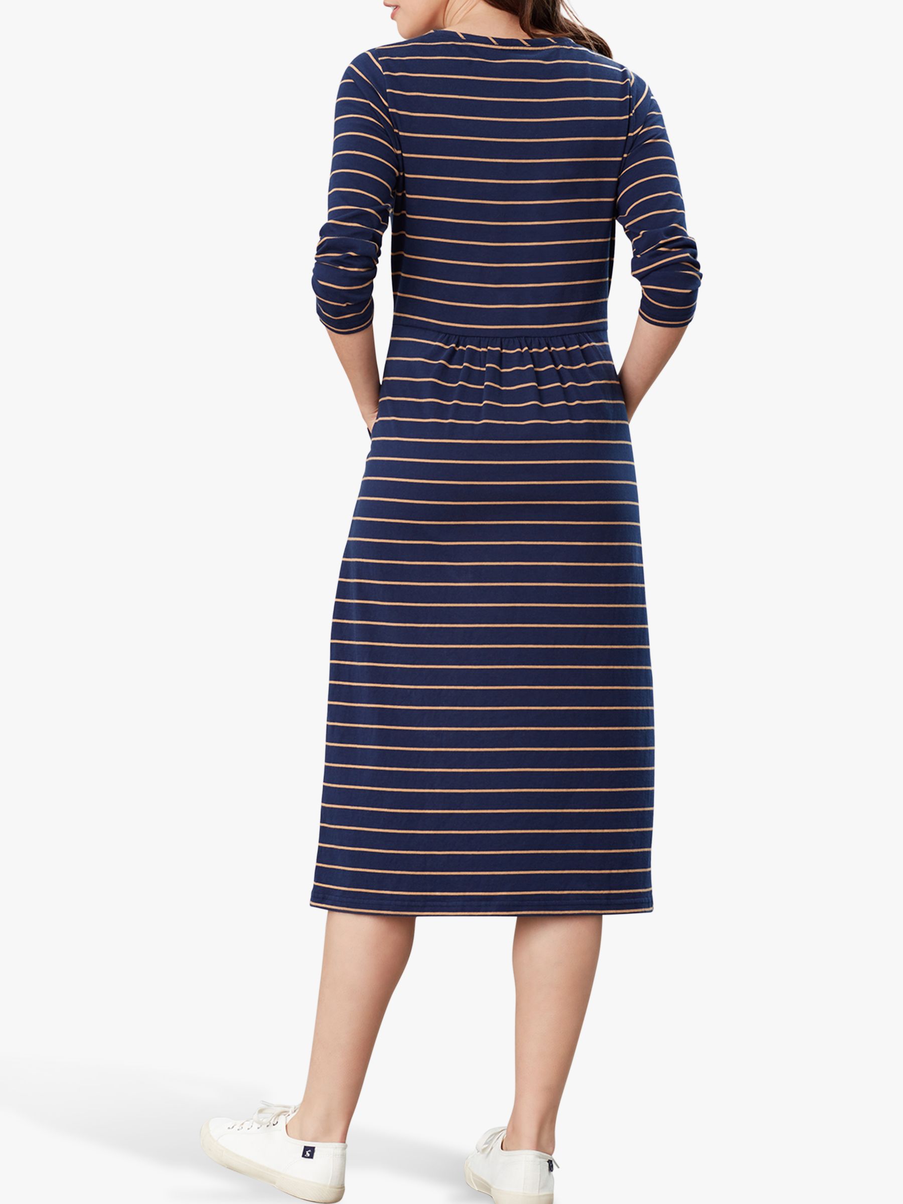 Joules Audrey Striped Jersey Dress, Navy/Tan at John Lewis & Partners