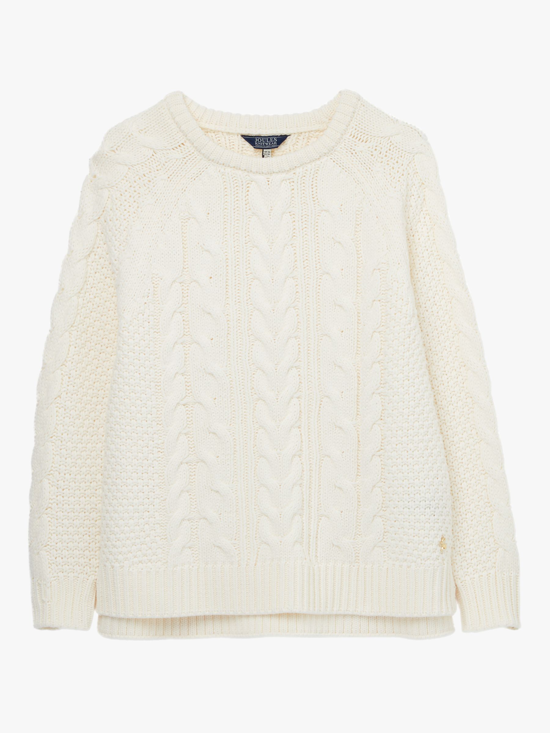 Joules Dawson Cable Knit Jumper, Cream, 14