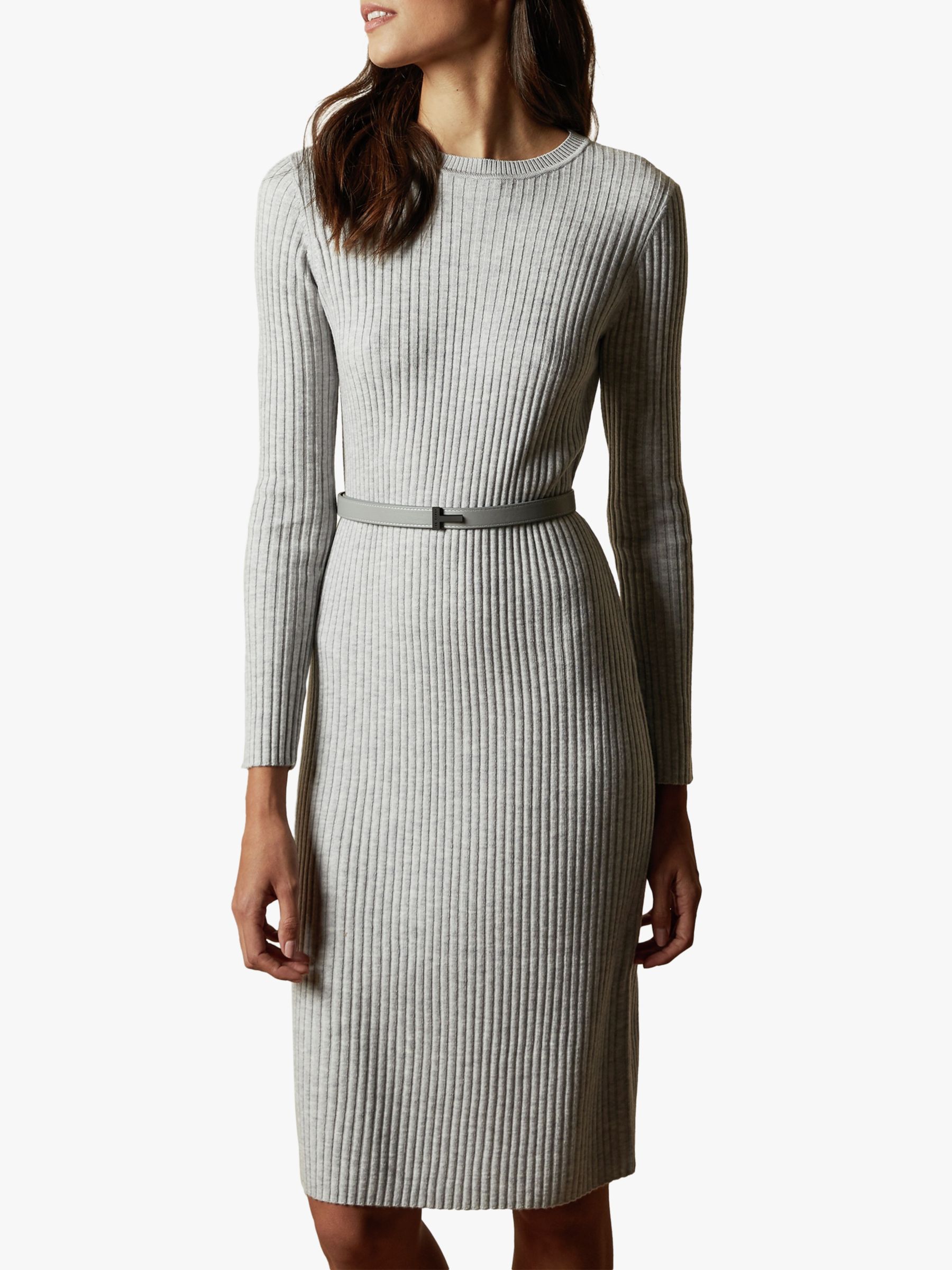 long grey knit dress