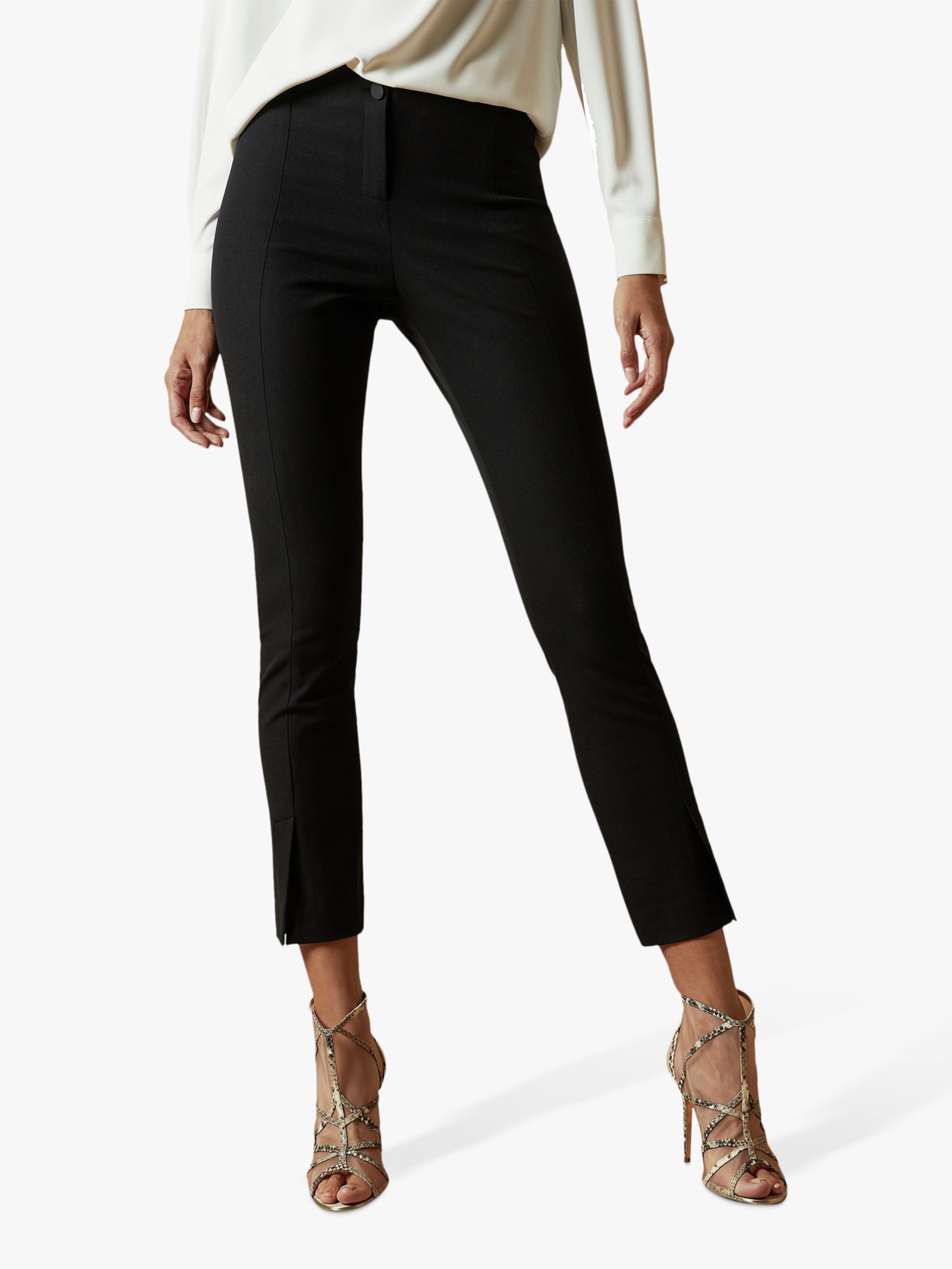 Spanx Leather-Like Ankle Skinny Trousers, Noir Black at John Lewis