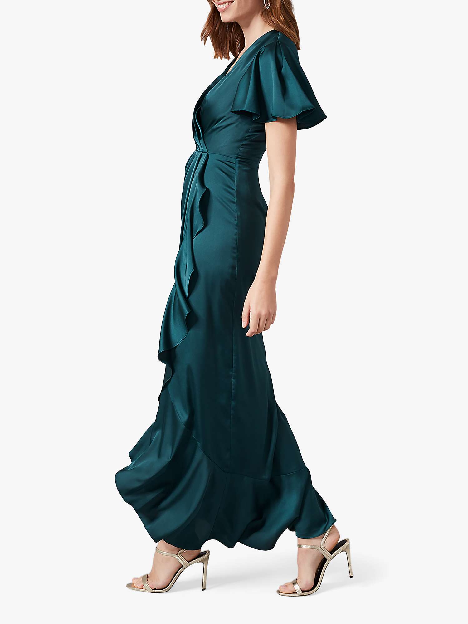Buy Phase Eight Philippa Frill Maxi Dress, Peacock Green Online at johnlewis.com