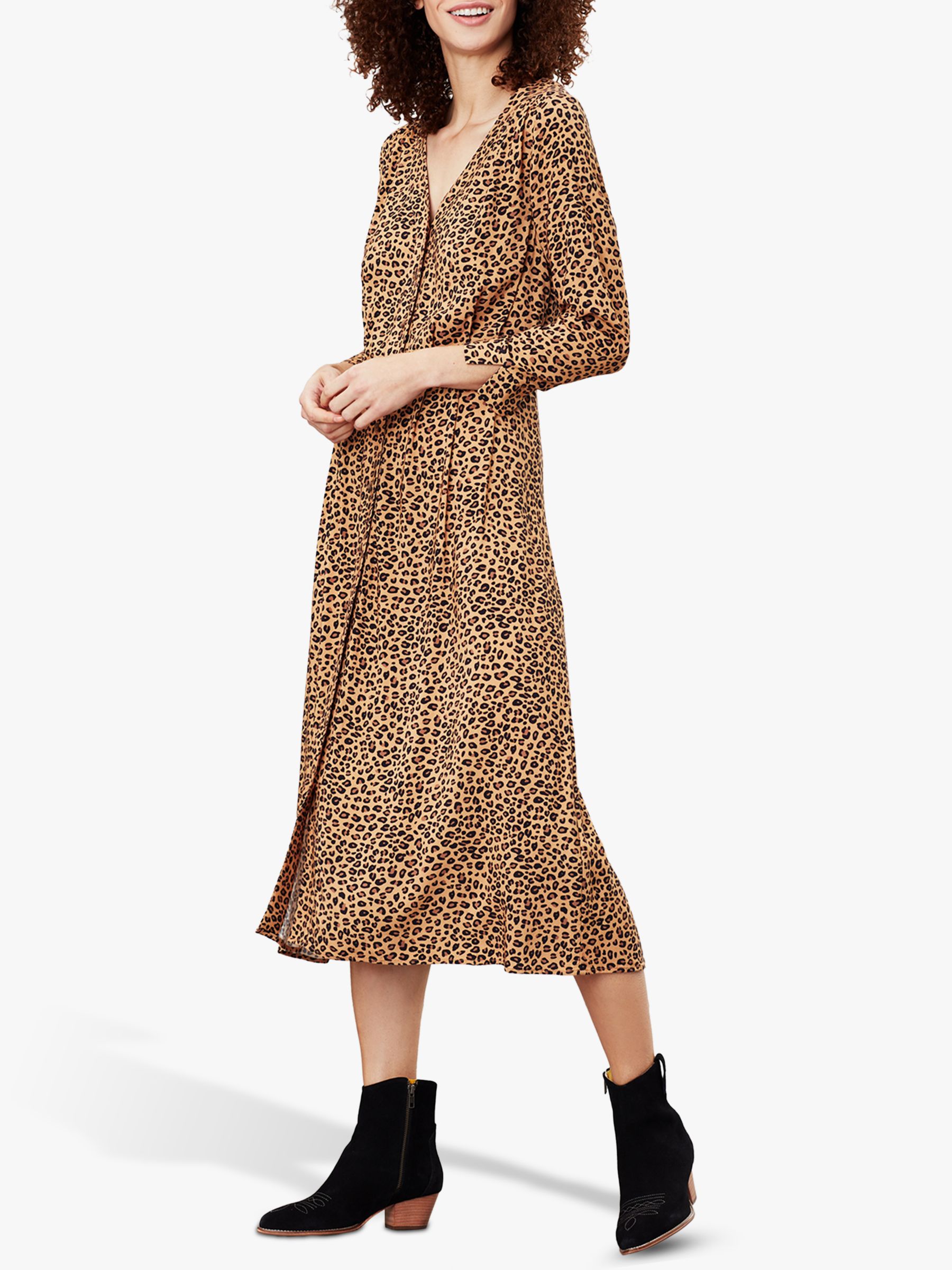 Joules Genevieve V-Neck Leopard Print Dress, Tan