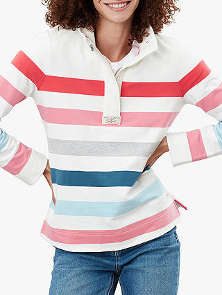 Joules Saunton Salt Zip Sweatshirt, Cream/Pink