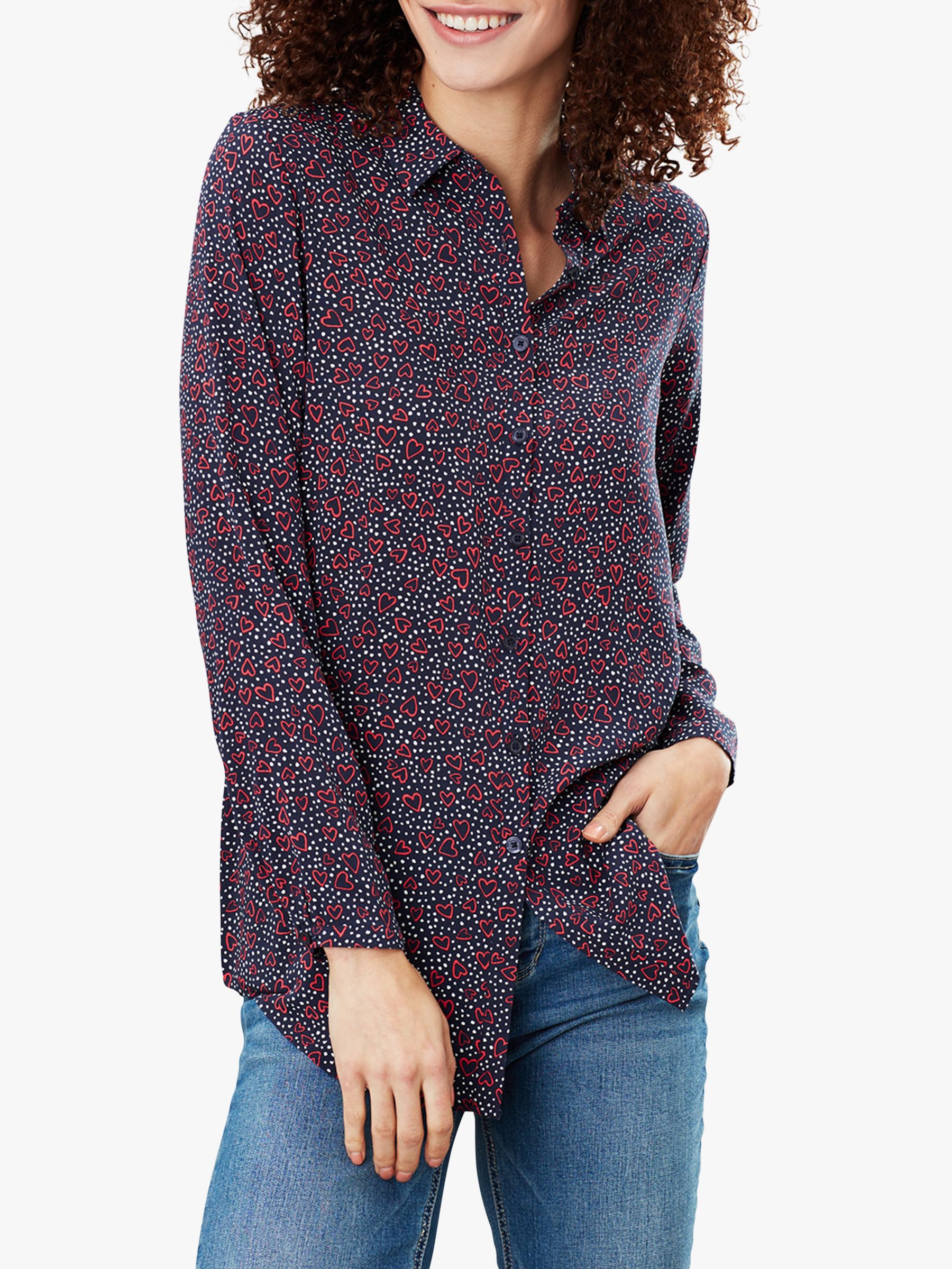 Joules Elvina Button Front Top, Dotty Heart at John Lewis & Partners