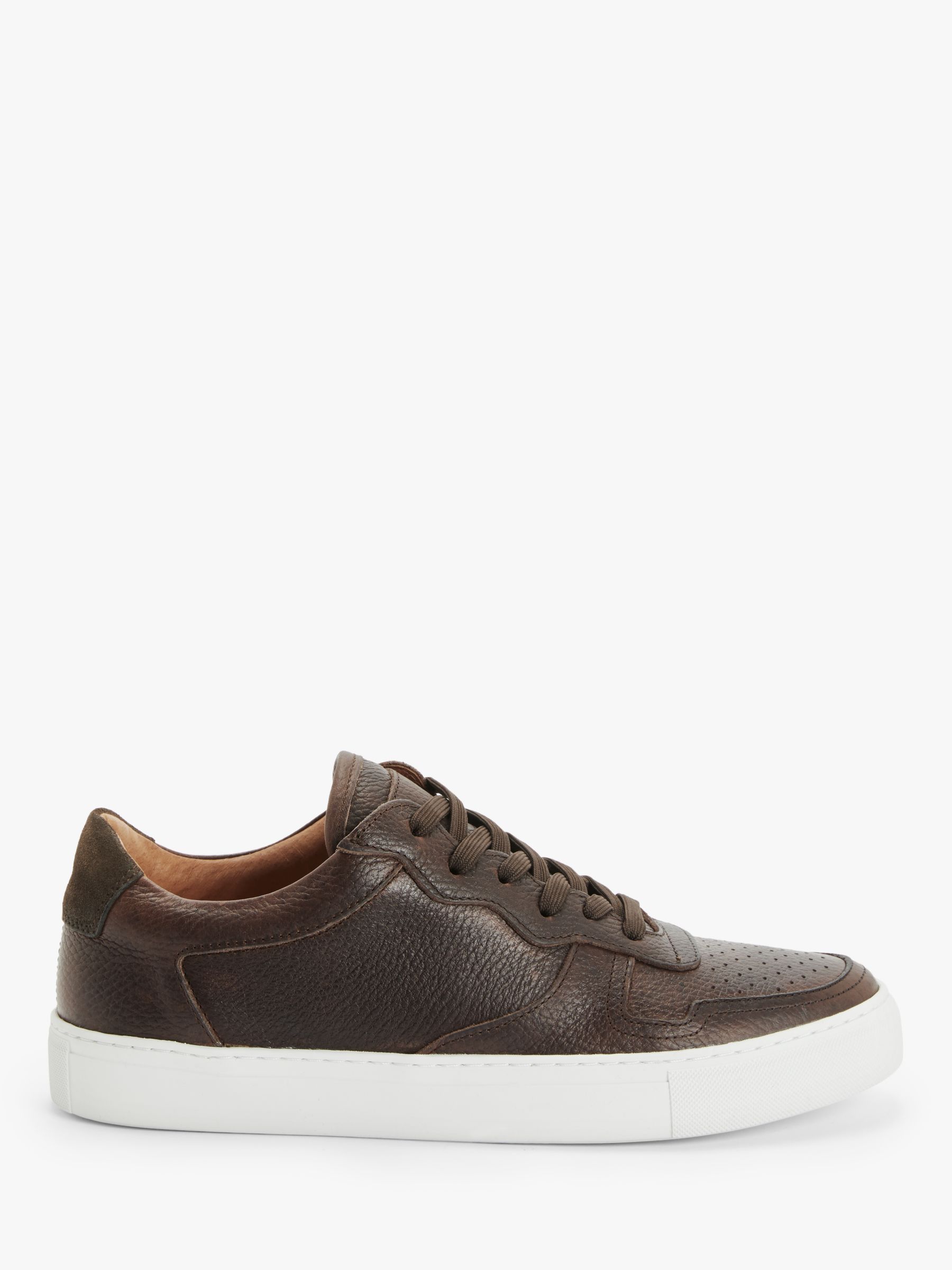 John Lewis & Partners Leather Cupsole Trainers, Brown