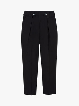 Warehouse Front Pleated Peg Trousers, Black