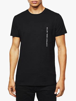 Diesel T-Rubin T-Shirt with Copyright Embroidery, Black