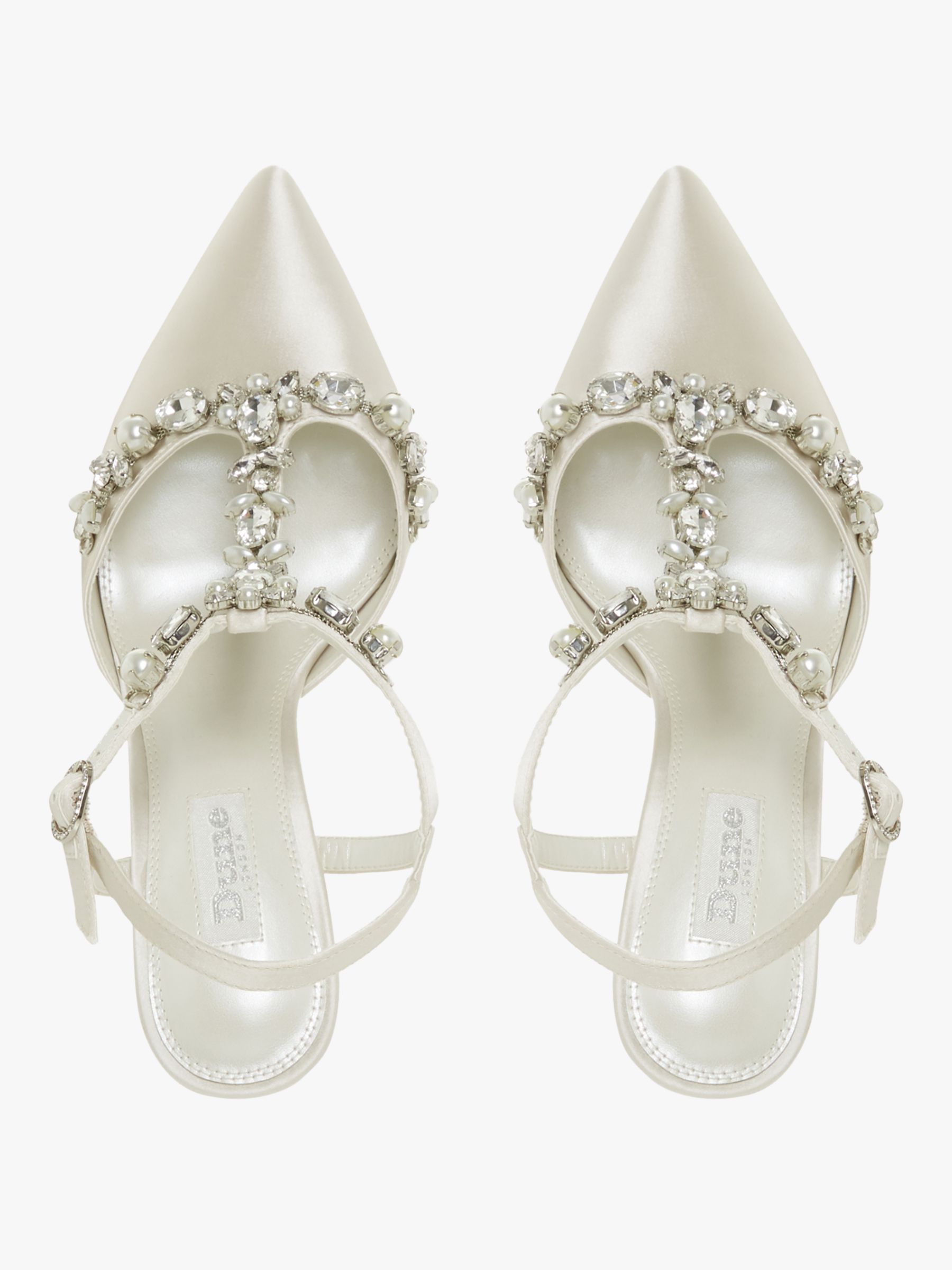 Dune Bridal Collection Corsage Embellished T-Bar Court Shoes, Ivory