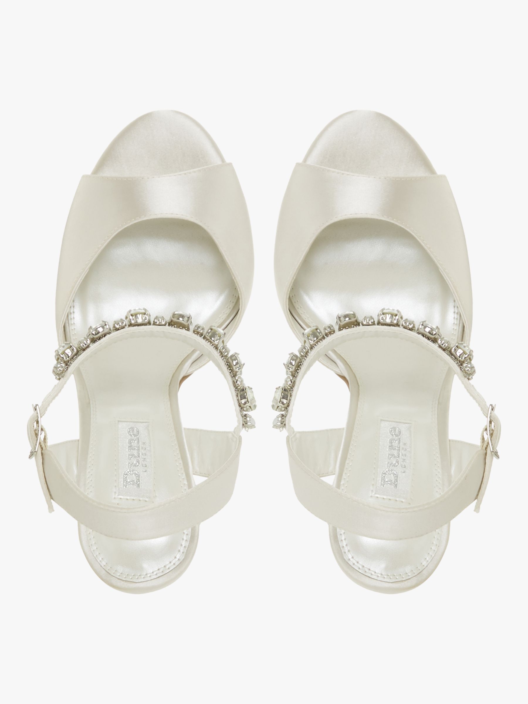 Dune Bridal Collection Miracle Satin Platform Embellished Sandals, Ivory-satin, 3