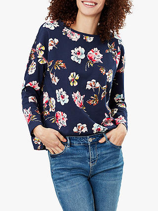 Joules Marina Floral Print Top, Navy Floral