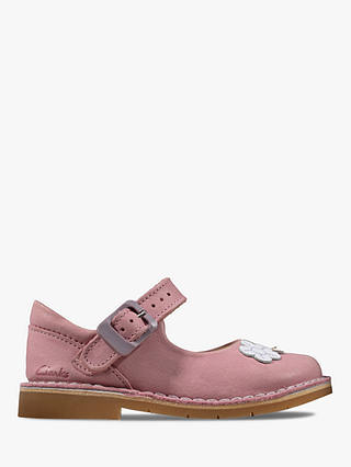 Clarks Children's Comet Gem T-Bar Shoes, Dusty Pink