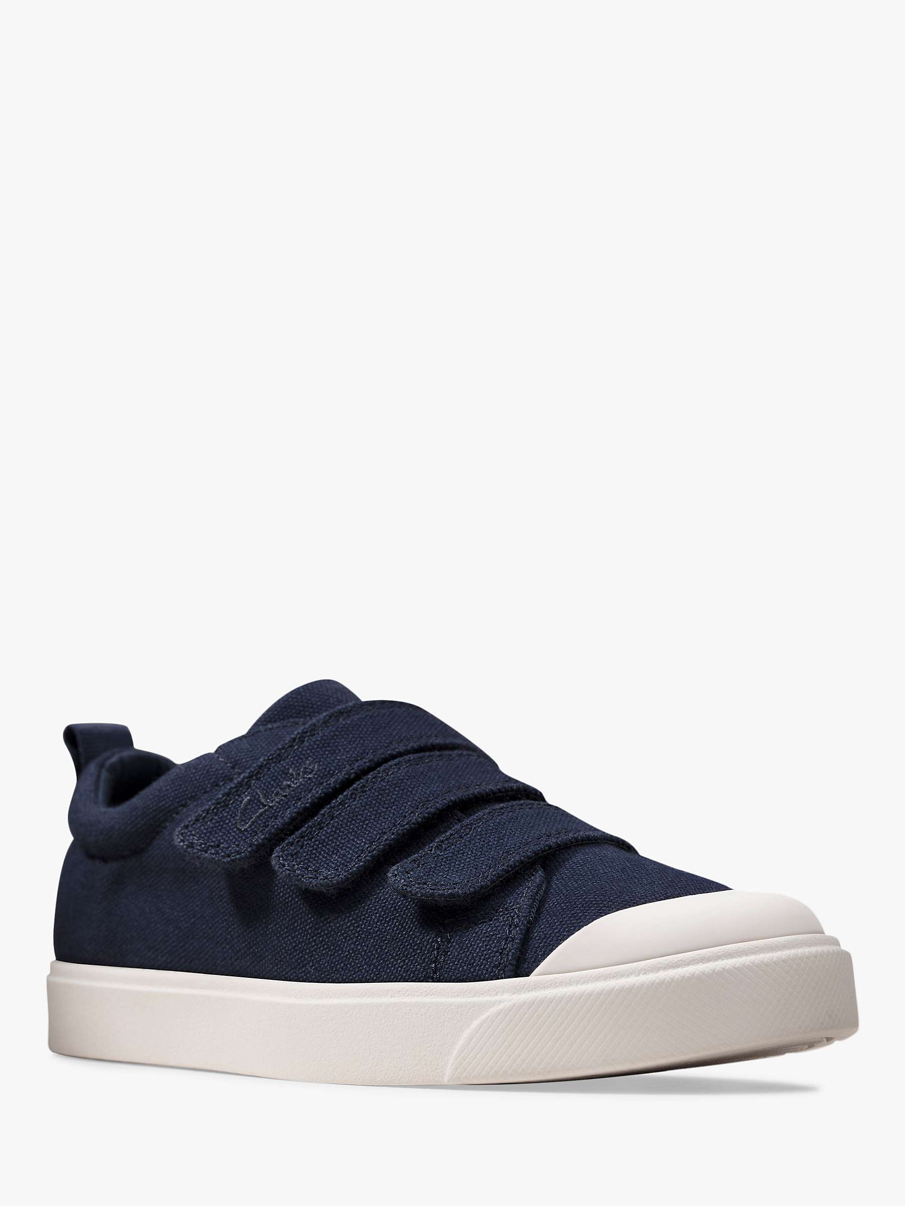 Buy Clarks Kids' City Vibe Riptape Trainers, Navy Canvas Online at johnlewis.com