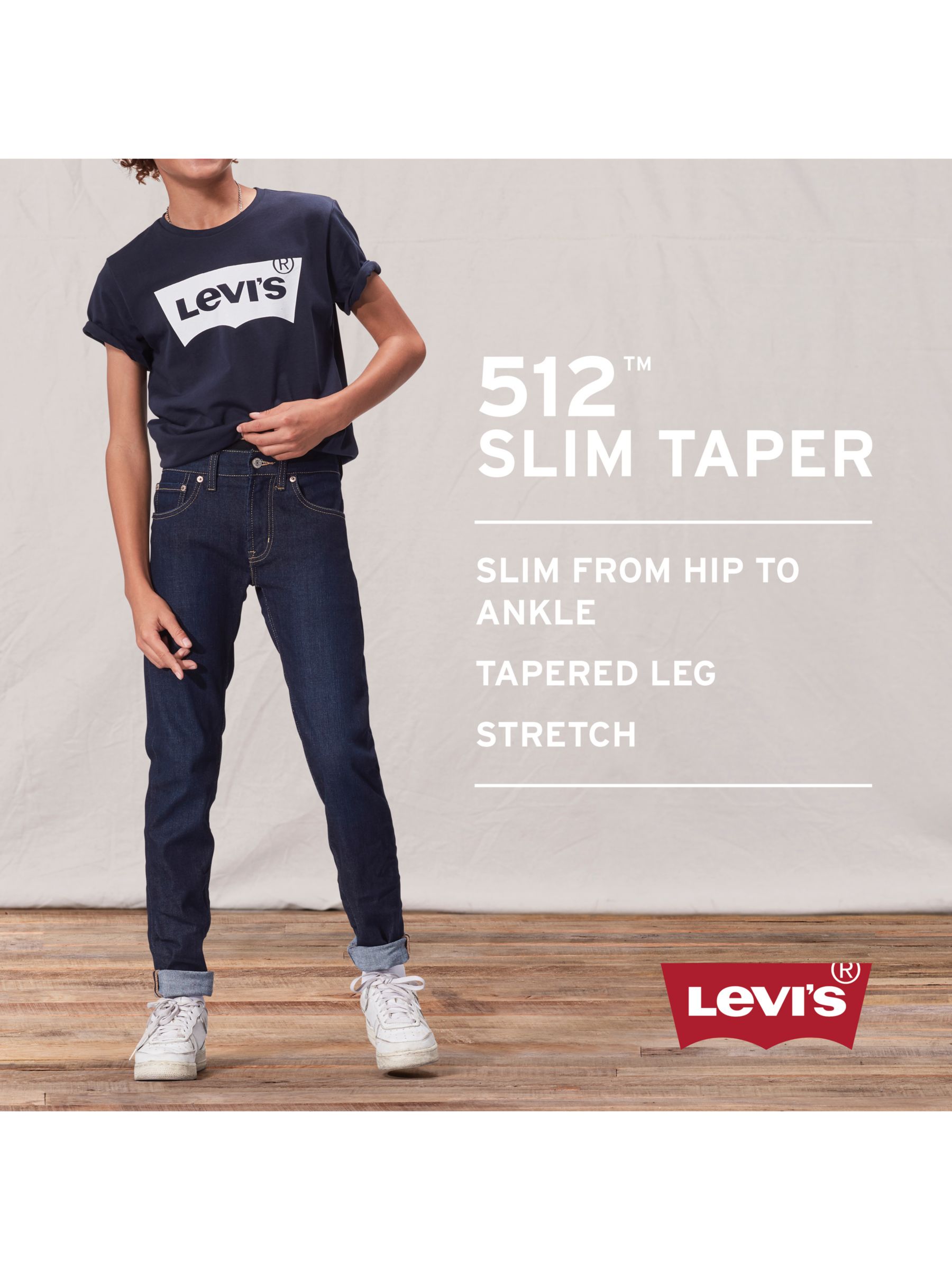 Levi's Kids' 512 Slim Tapered Dreams, Dark Blue at John Lewis & Partners