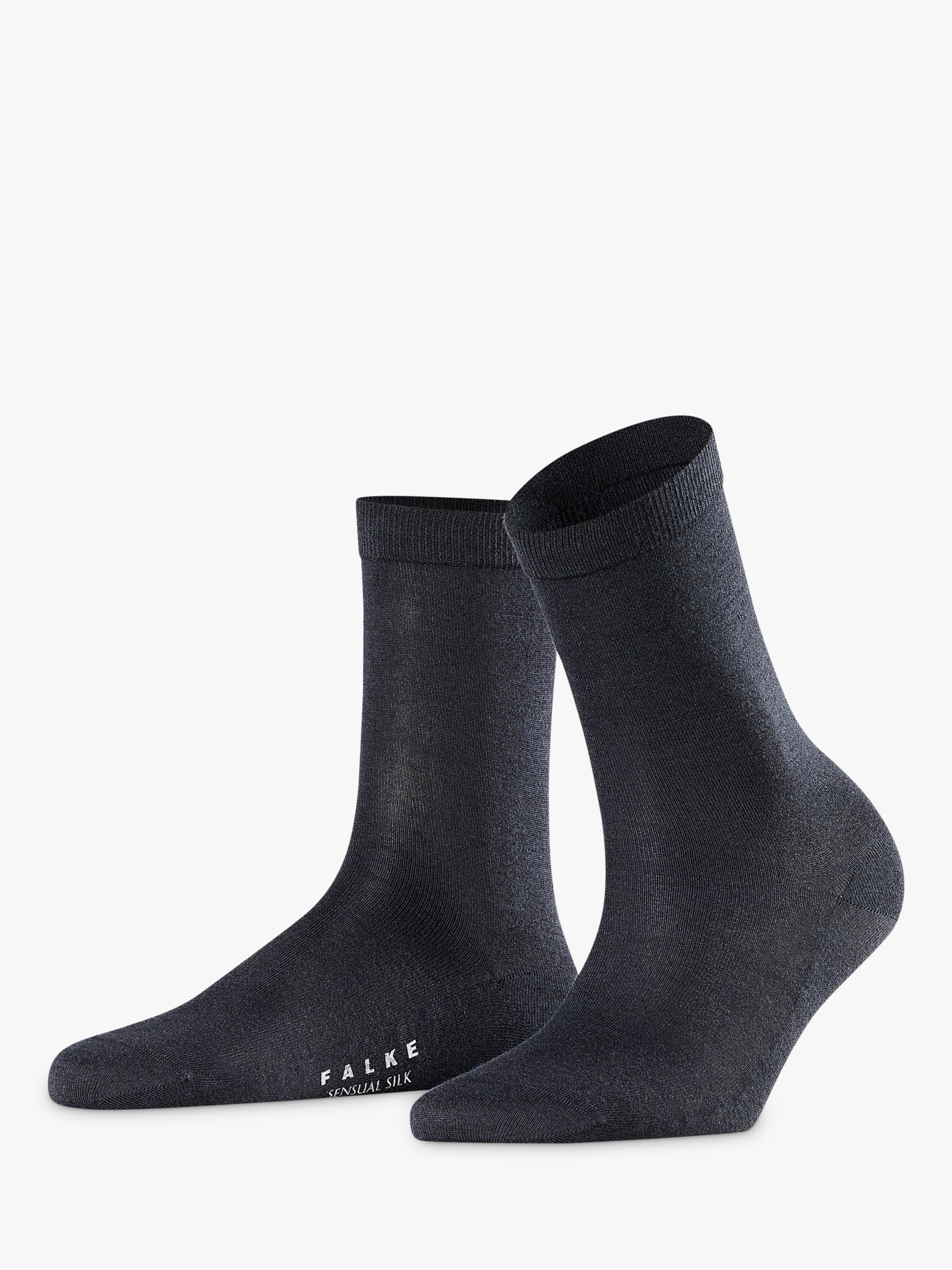 FALKE Sensual Silk Mix Ankle Socks, Dark Navy at John Lewis & Partners