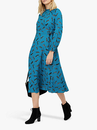 Monsoon Sadie Leopards Midi Dress, Blue