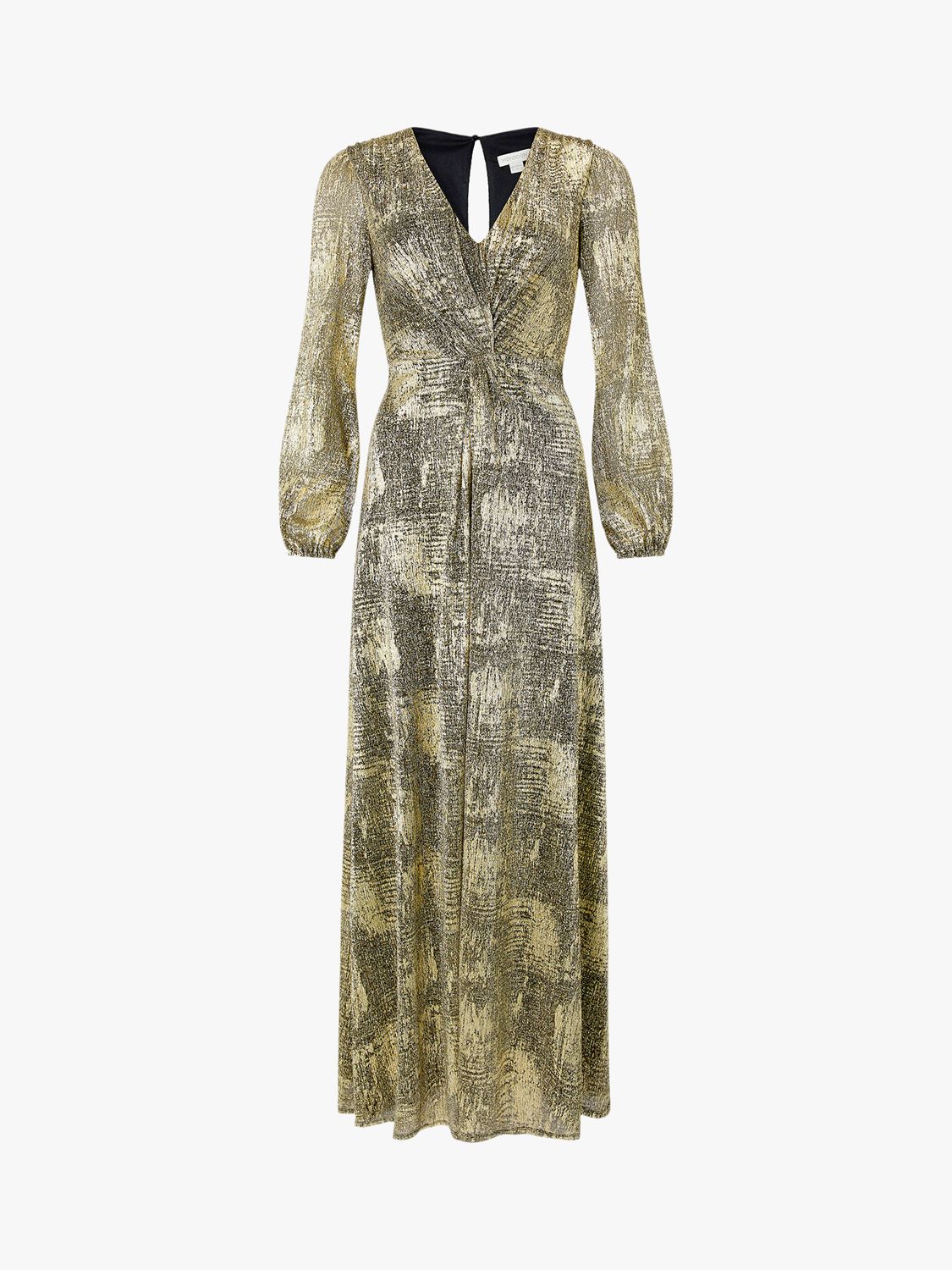 Monsoon Vanessa Twist Maxi Dress, Gold at John Lewis & Partners