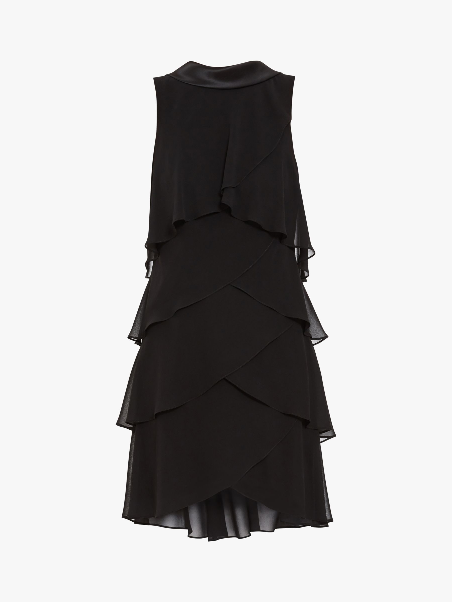 Gina Bacconi Halona Tiered Chiffon Dress, Black at John Lewis & Partners