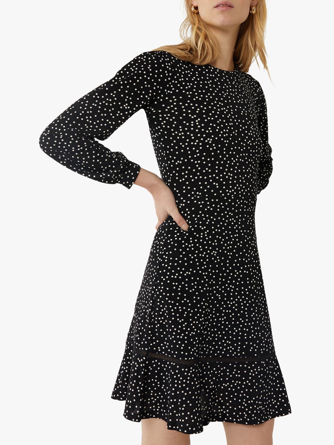 warehouse polka dot mini flippy dress